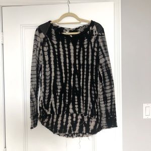 Mona B sweater with leather shoulder detail